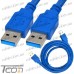 Шнур USB штекер А - штекер А, Vers.3.0, диам.-5,5мм, 1,5 метра, синий, Tcom рис 4
